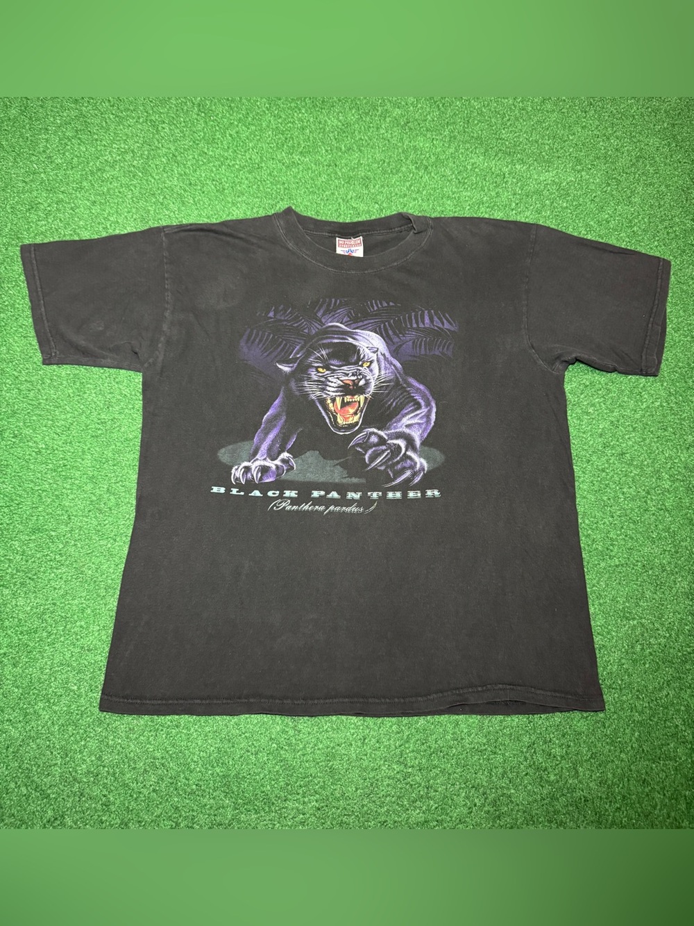 Black Panther Vintage T Shirt Animal Print 90s RARE 3D Graphic L/XL 23x27